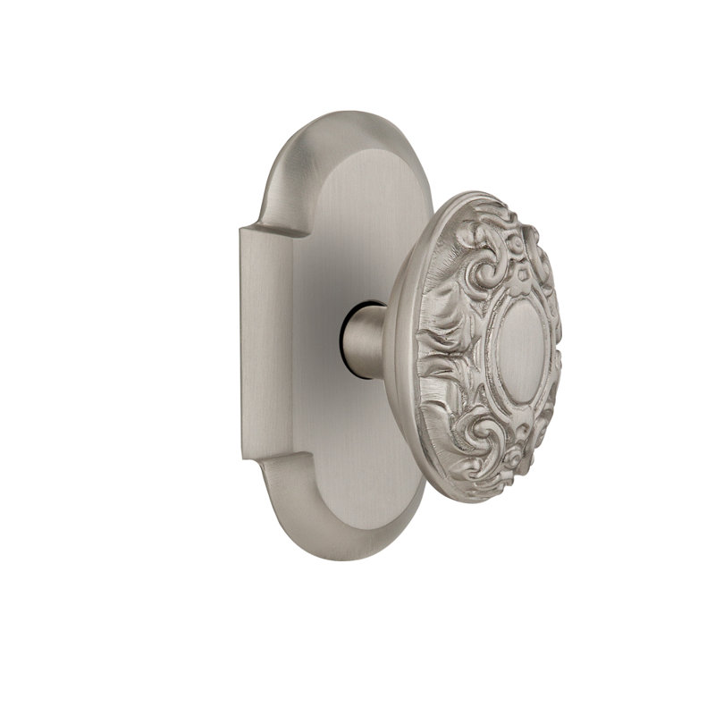 Plaque Cottage avec bouton de porte victorien, Nickel satiné, 2-3/4"