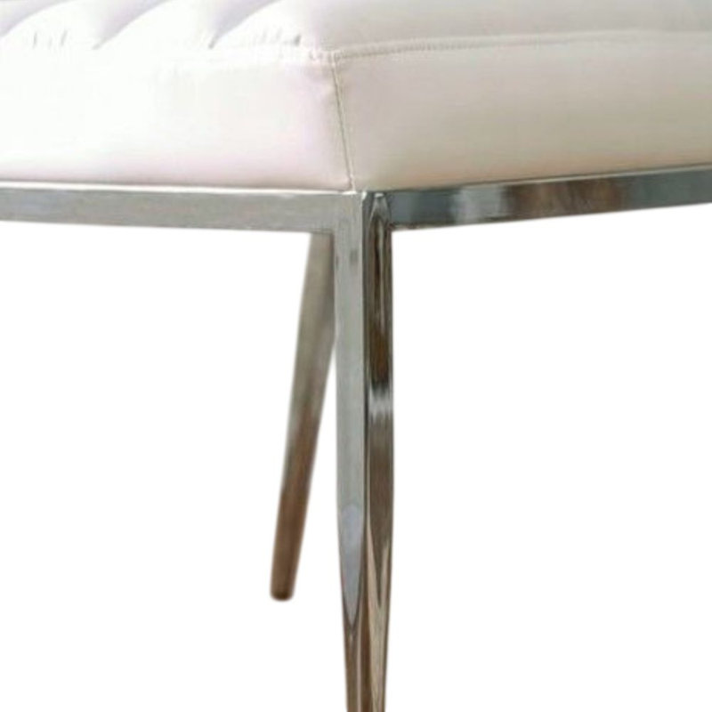 Ensemble de 2 chaises d'appoint en cuir blanc avec siège et dossier rembourrés Aelia