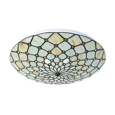 Plafonnier Tiffany Vintage fait à la main ambre en verre teinté avec plafonnier encastré 4 lumières pour le couloir de la chambre à coucher