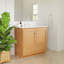Meuble-lavabo en bois d'aulne naturel avec comptoir en céramique blanc-455111900