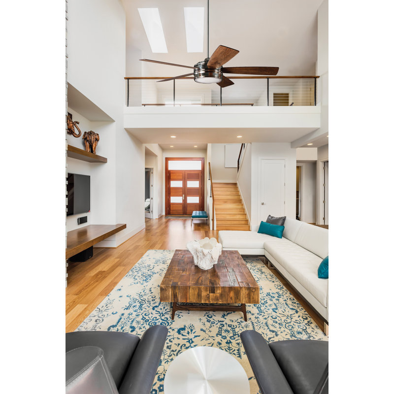 Braxton 52'' Ceiling Fan with LED Lights, Polished Nickel with Mesquite Blades