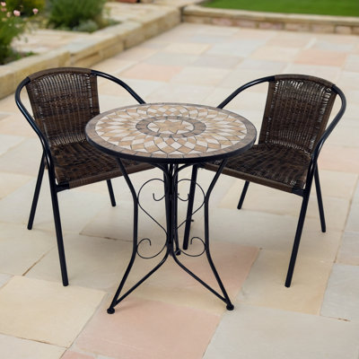 BRAVA BISTRO 60cm Mosaic Table with San Remo Chair Garden Set