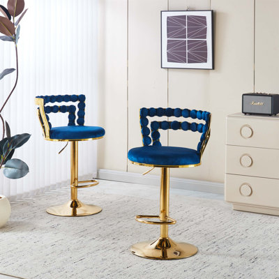 Modern Set of Two Bar Chairs with Iron Tube Legs, Soft Cushions and Comfortable Backrest, Ideal for Multiple Spaces