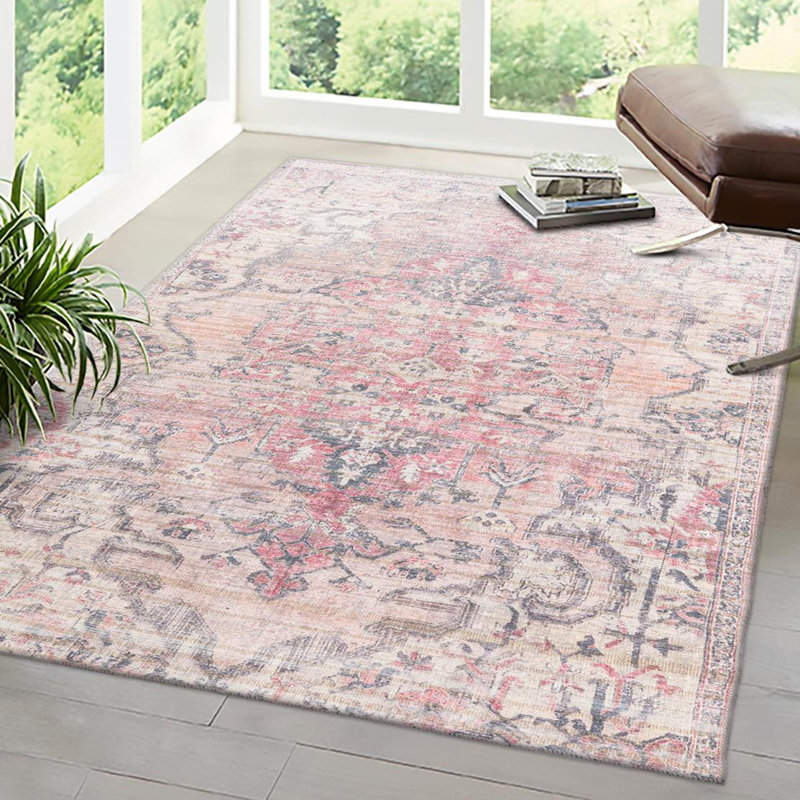 Engelman Oriental Beige/Pink Area Rug, Rectangle 7'10" x 11'
