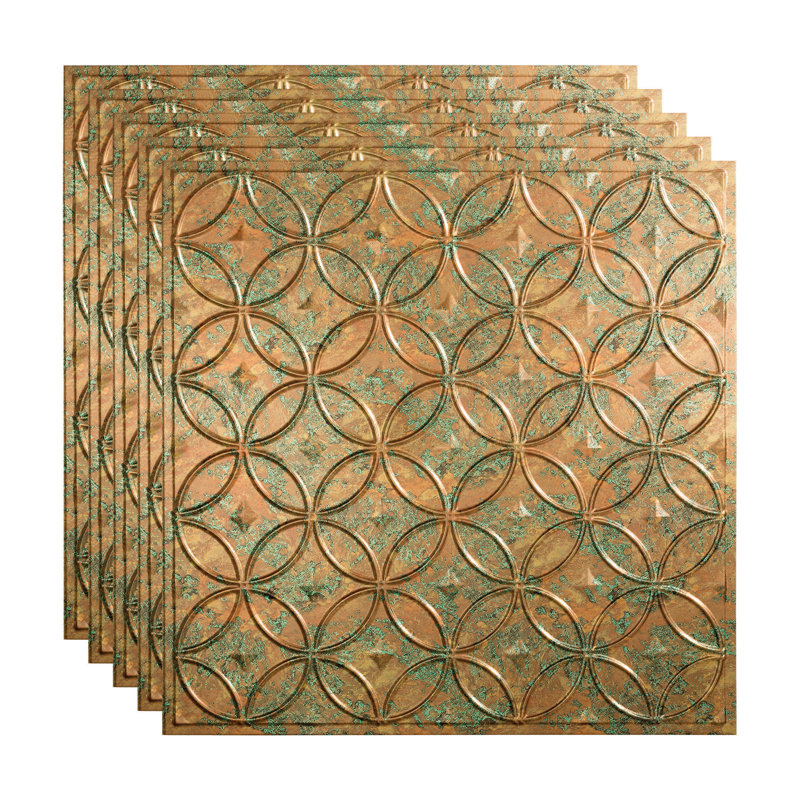 Panneau de plafond décoratif en vinyle 2 pi x 2 pi FASÂDE Rings, Fantaisie cuivrée