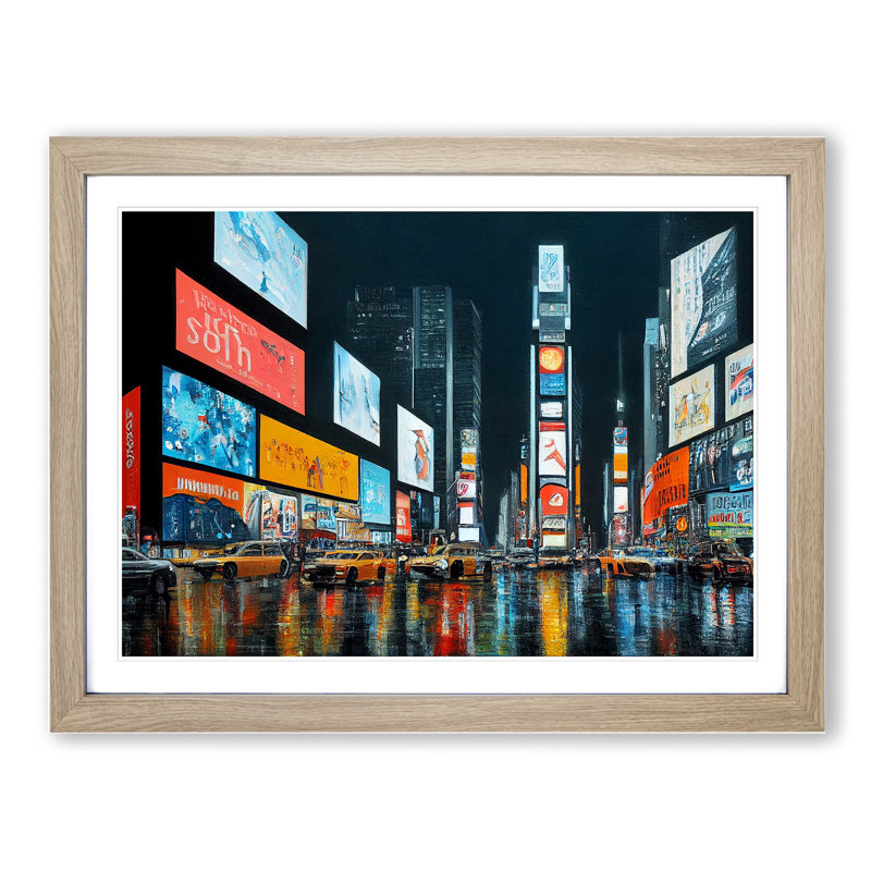 Times Square Vol.5 1 Piece Single Picture Frame Wall Art, 46cm H x 64cm W x 2cm D, Oak Framed