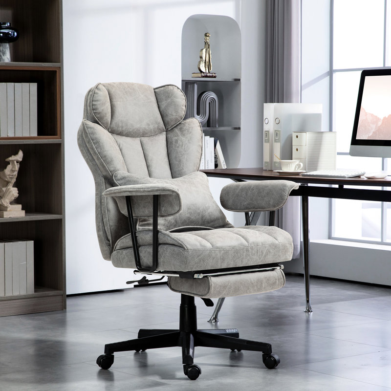 Fauteuil de bureau de 45,3 po à 48,4 po de hauteur, gris, avec 6 points de vibration, soutien lombaire, siège large pour utilisation prolongée et chauffage à 3 niveaux, coussin amovible, capacité de 400 lb