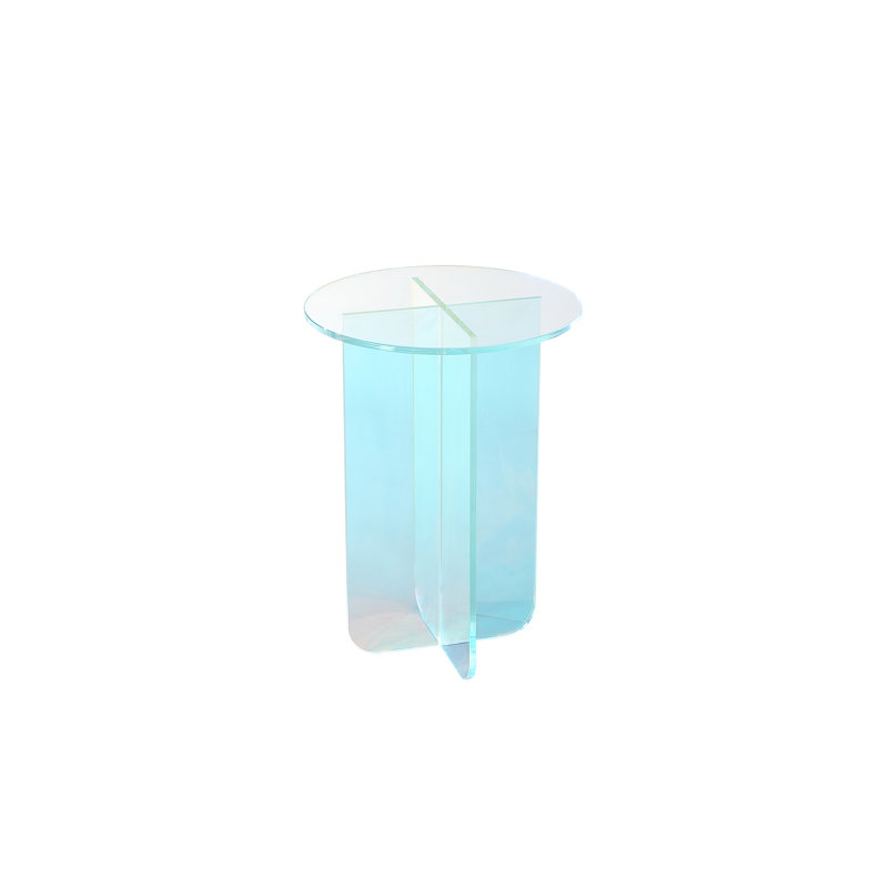 Vinci Large End Table In Iridescent Glass, 22" H x 16" W x 16" D