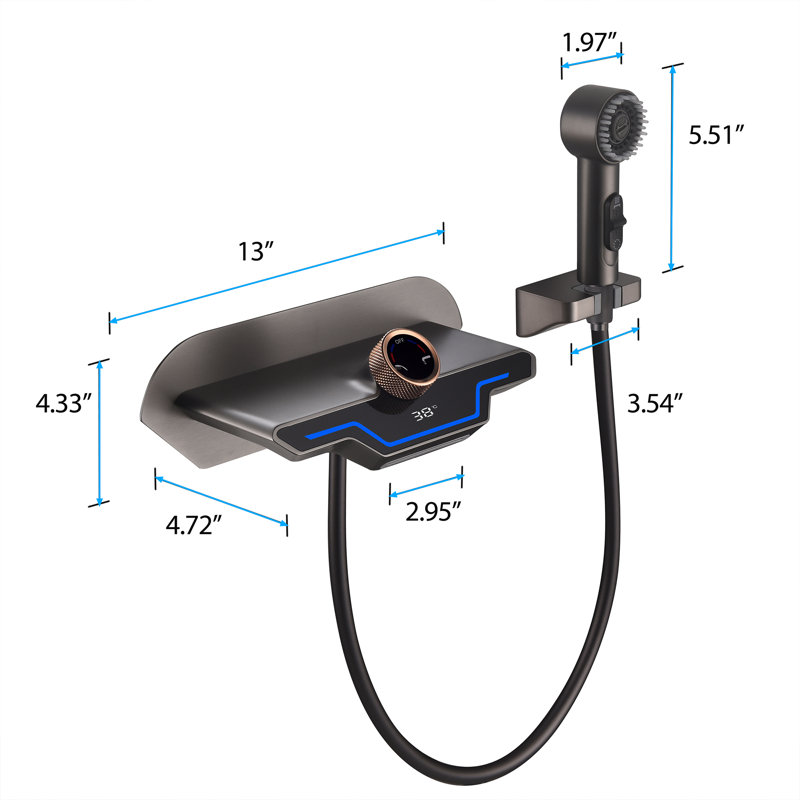 Wall Mounted Optional Single-handle Bathroom Faucet, Gunmetal Gray