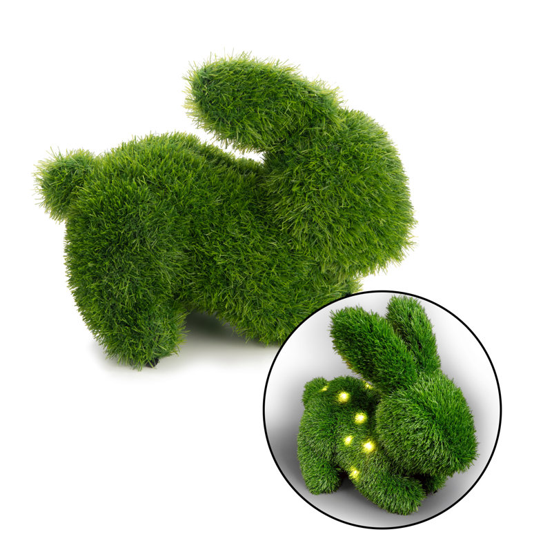 Turf Topiary Bunny with LED Lights 15-in