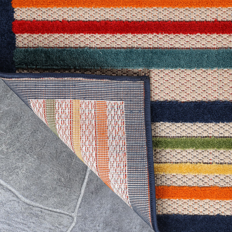 Tapis d'intérieur / extérieur moderne à motif géométrique Coastal, Rectangle 2 pi 3 po x 10 pi