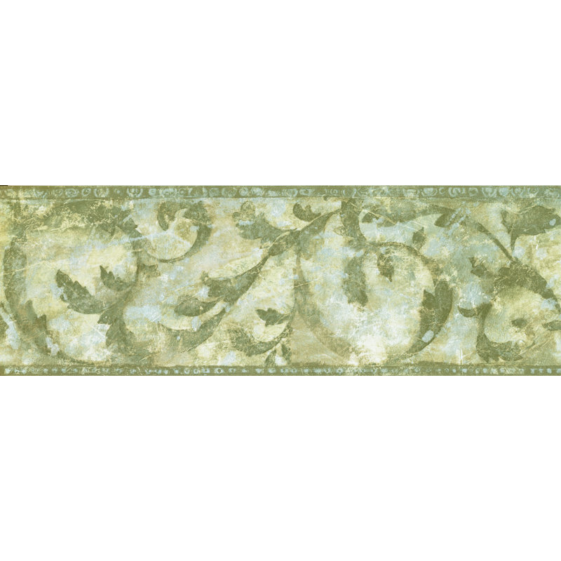 Bordure de papier peint L 15 pi x l 7 po Katie-Maree, Gris/vert