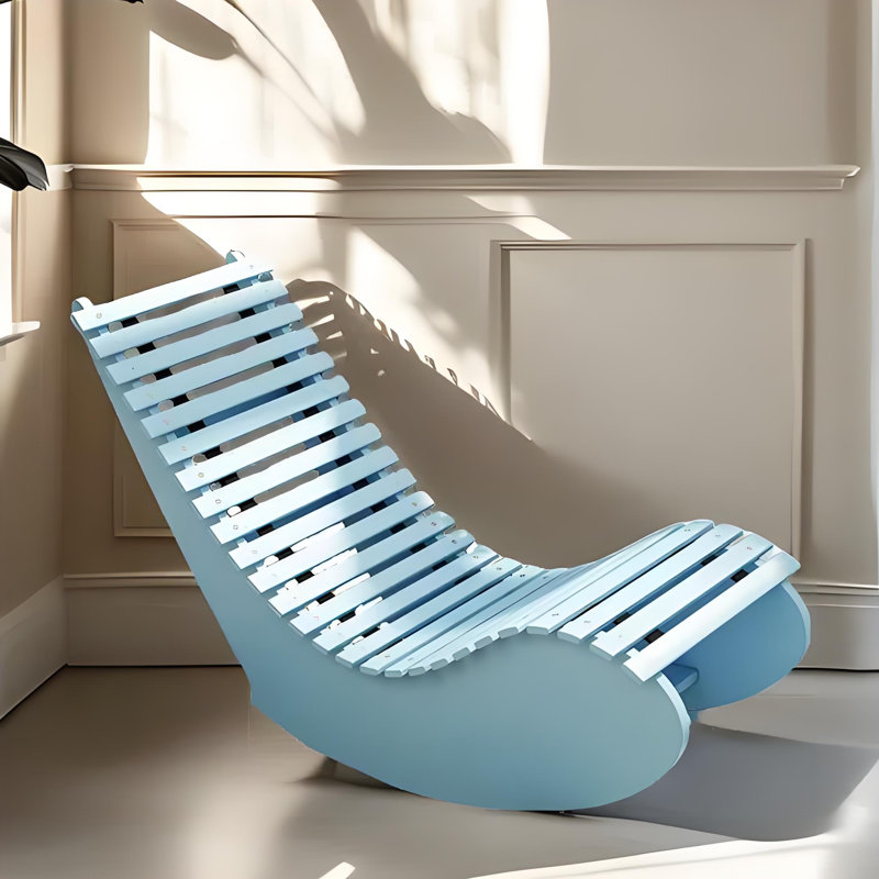 Chaise berçante en bois massif balcon Leisure Home, Bleu