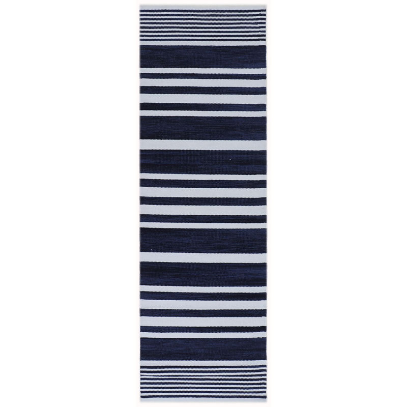 Tapis intérieur / extérieur bleu à motif géométrique tissé à la main 7 pi 6 po x 9 pi 6 po Rugsmith