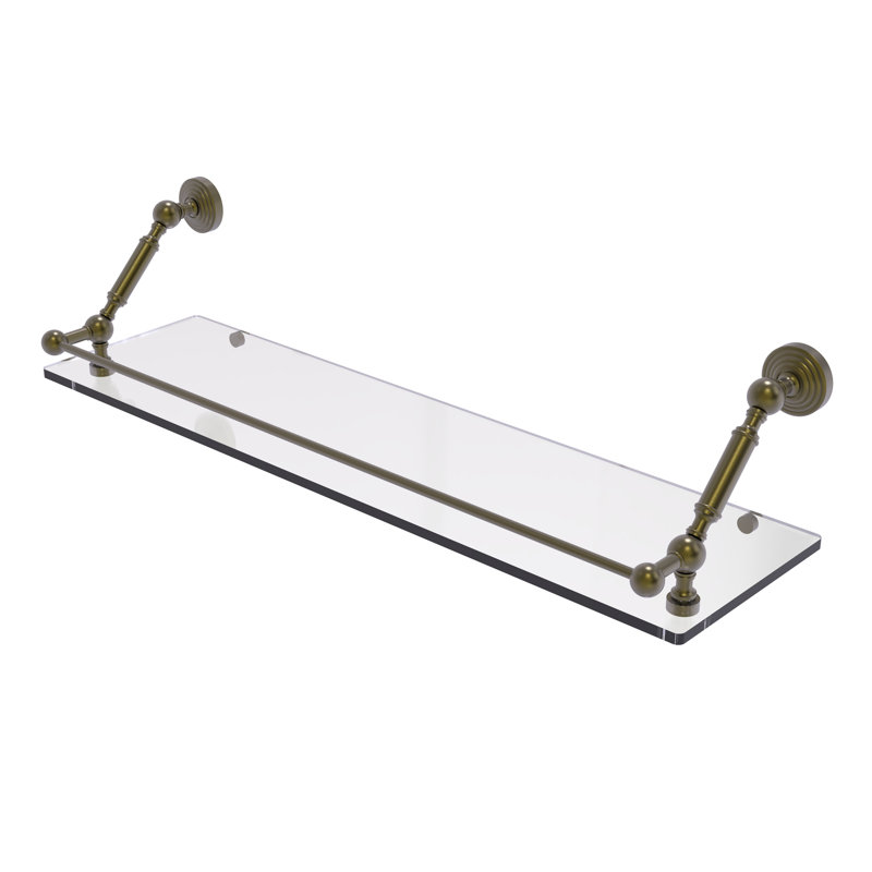 Tablette flottante avec barre de galerie hertzler, Laiton antique, H 7,3 po x l 30 po x P 8,6 po