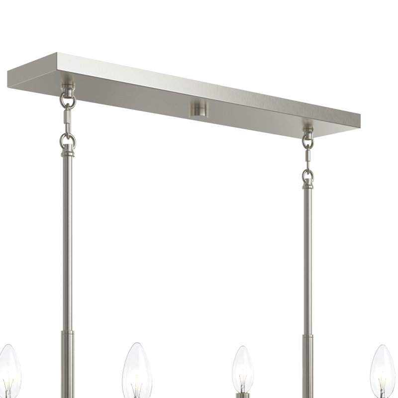 Lustre linéaire en nickel brossé 6 lumières Reines, Nickel brossé