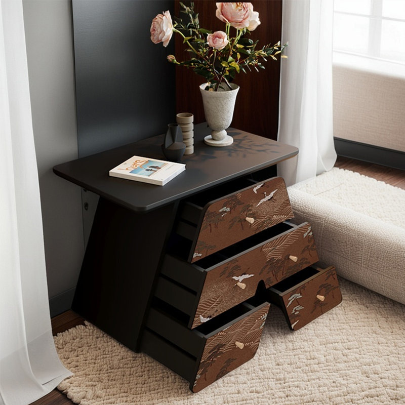 Armoire d'appoint artistique en bois multifonctionnelle, Noir