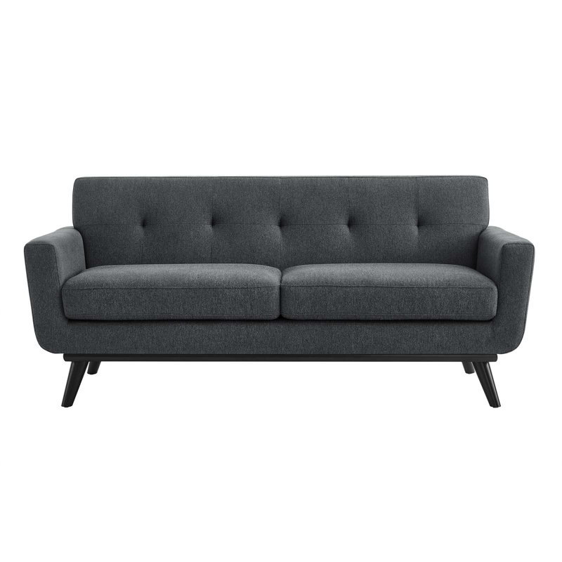 Modway Engage Herringbone Fabric Loveseat, Charcoal Fabric