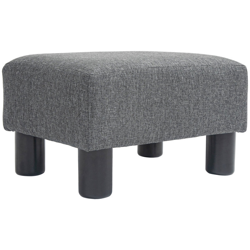 Foot Rest With Linen Upholstery, Charcoal Gray, Compact For All Home Styles, Comfortable Upholstered Gray , Ideal Living Room, Use