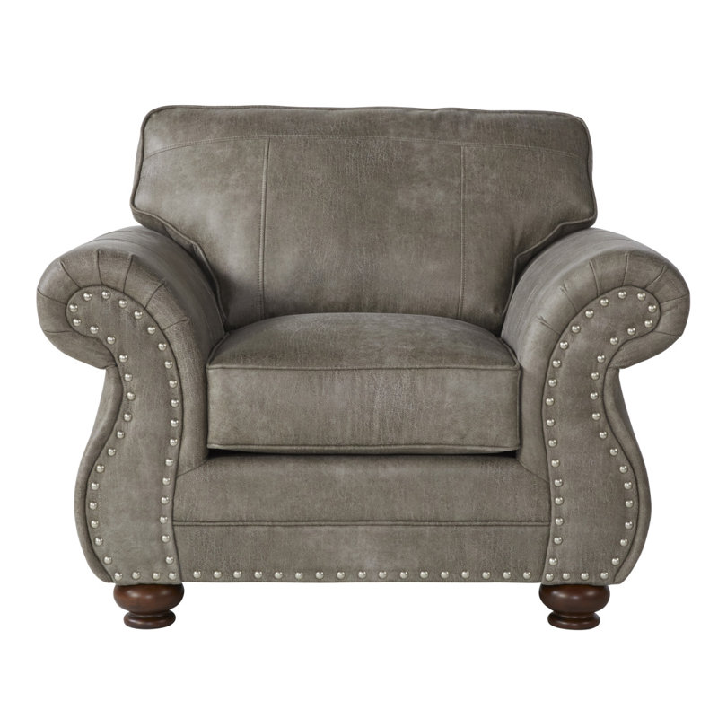 Chaise cloutée en similicuir, Gris