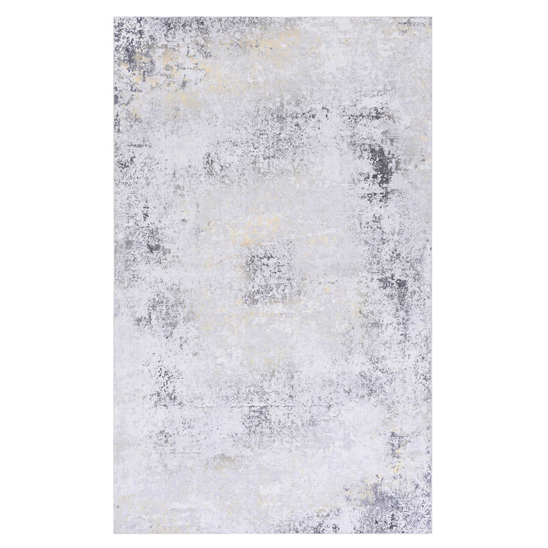 Tapis 8 x 10 pour couloir - Élément décoratif gris lavable, à poils courts, antidérapant, antidérapant, pliable et durable