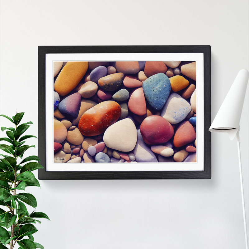 Colourful River Pebbles Vol.2 - Single Picture Frame Print, Black Framed, 34cm H x 46cm W x 2cm D