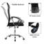  Chaise de bureau pivotante avec appui-tête, réglable en hauteur, L 25,5 po x l 21 po x H 42,5 à 47 po