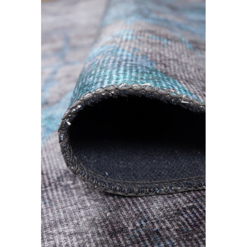 Tapis décoratif rayé bleu gris, Rectangle 7 pi 7 po x 10 pi 10 po