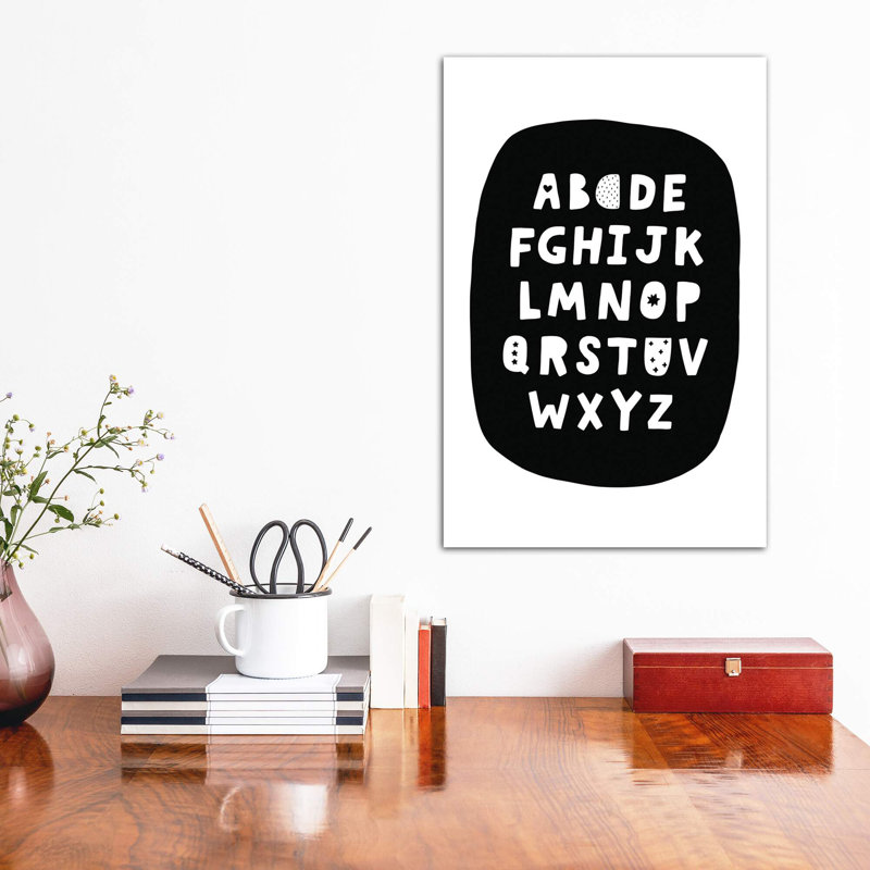 ABC Black Bubble - Textual Art, Wrapped Canvas, 18" H x 12" W x 1.5" D, No Mat