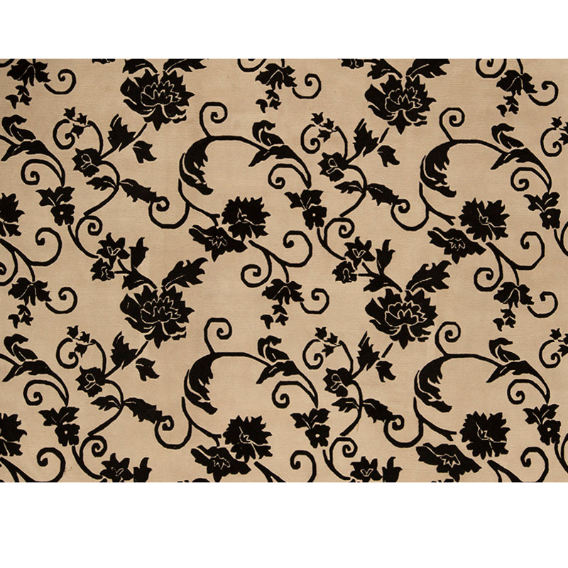 Tapis brun clair / noir de haute qualité noué à la main