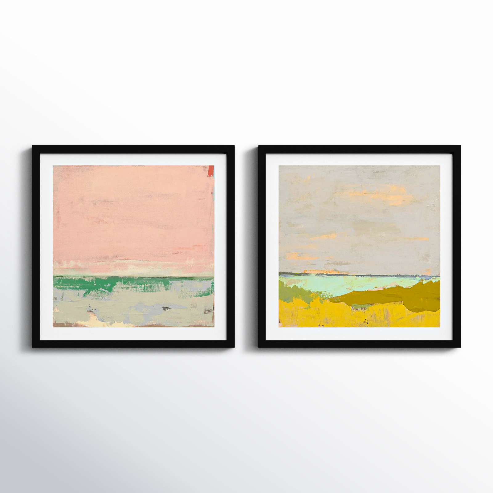 Mahanoy "Provence 1 and 2" 2-Piece Print Set, Black Framed Paper, 16" H x 16" W x 1.25" D