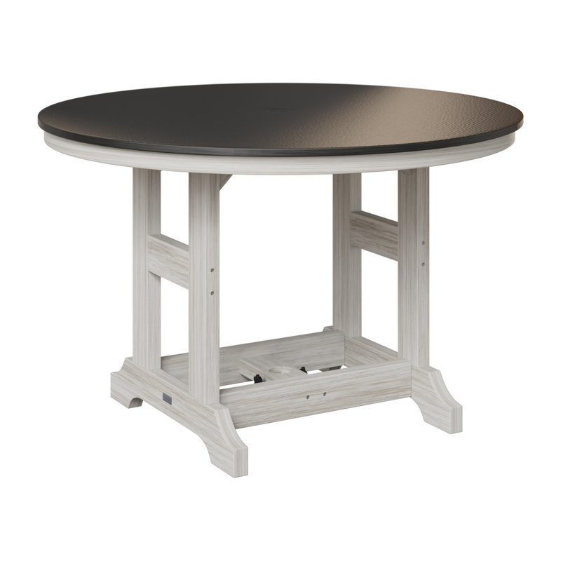 Table de bar ronde Berlin Garden, Noir martelé, Coquillage, H 39,5 po x l 48 po x P 48 po