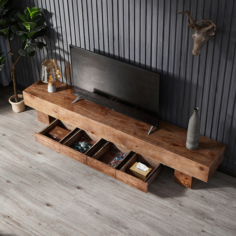 Nordic style simple log TV cabinet, 86.61"