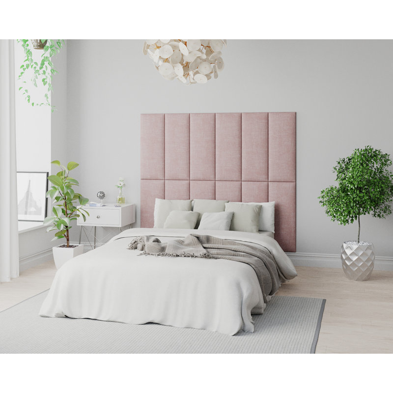 Kamaya 30 cm x 75 cm Peel and Stick Upholstered Wall Paneling in Off White, Tea Rose