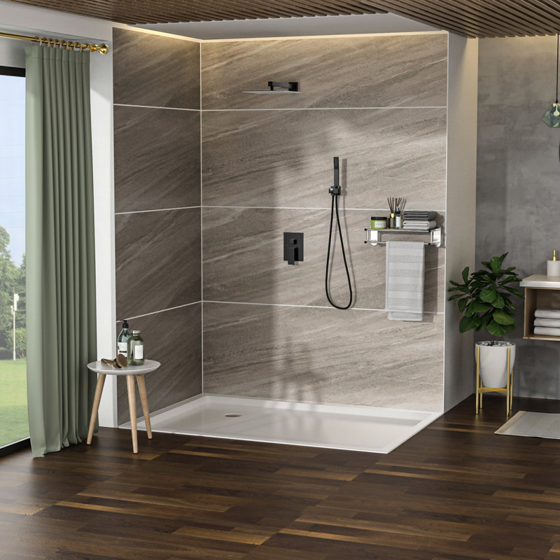 Pomme de douche noire matte - double 10 pouces avec pluie et à main, 1,8 gallon par minute, acier inoxydable, fixation murale, noir d'interface utilisateur, douche à main, valve de contrôle de l'eau incluse