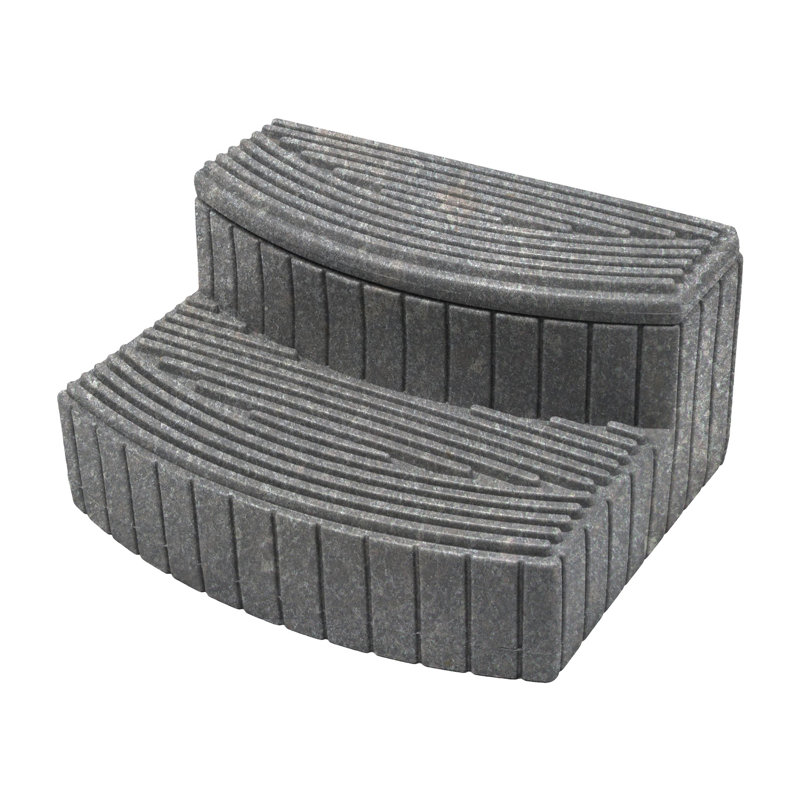 Granite Gray Plastic Storage Step with Hinged Lid