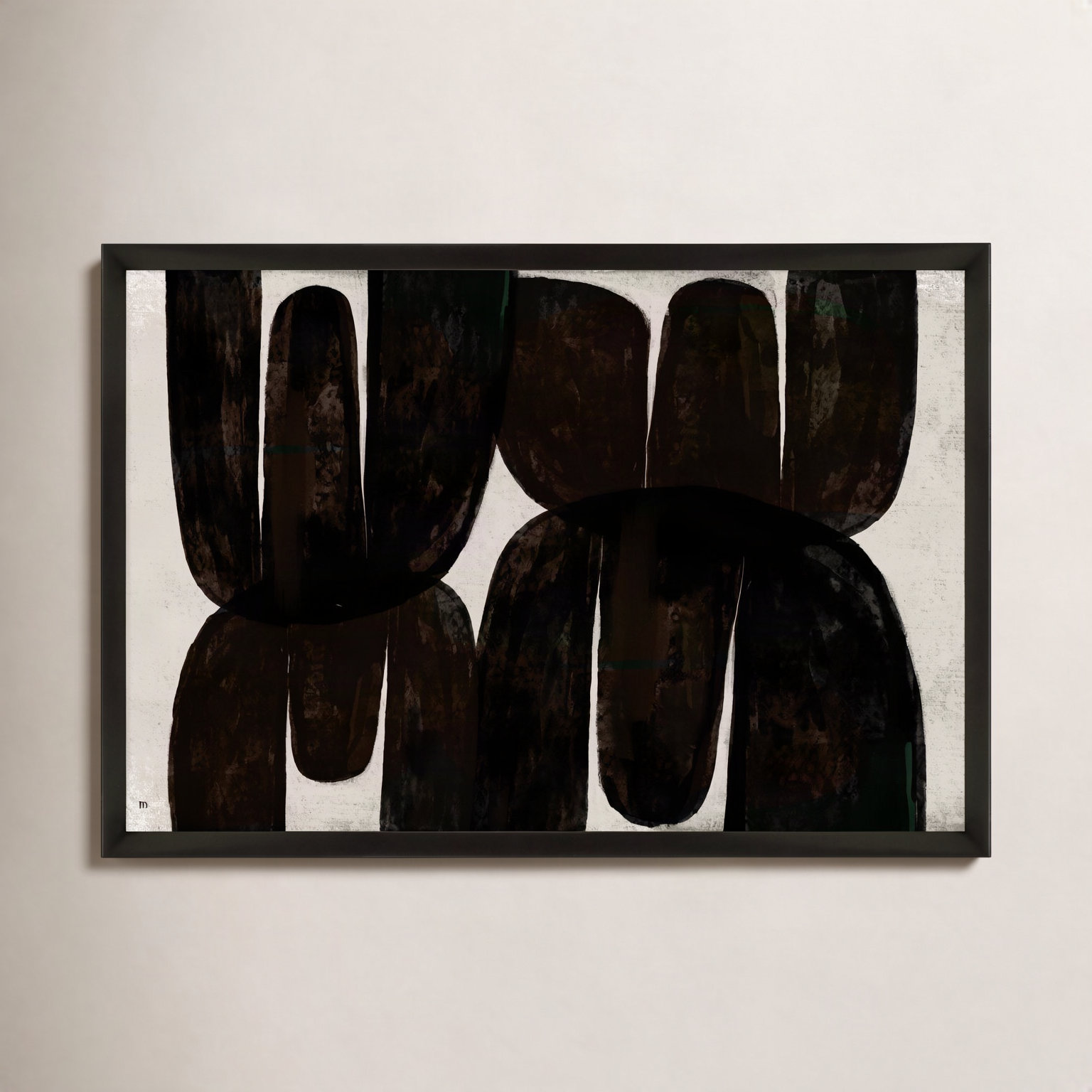 Stretched Painting, Black, 21" H x 30" W x 1.25" D