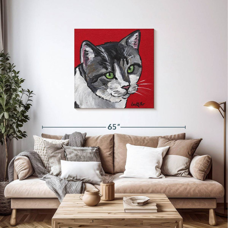 Crowle Cat Tabby On Red, 36" H x 36" W