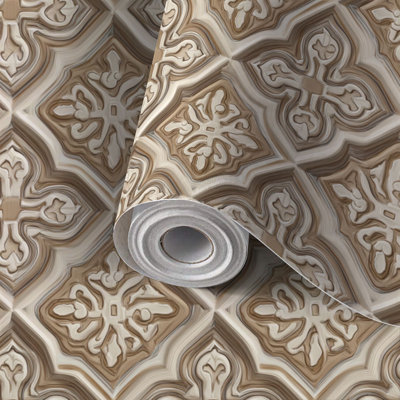 Papier peint auto-adhésif à motif géométrique de couleur gris ocre subtil et auto-adhésif 17,7 po x 118 po (45 x 300 cm)