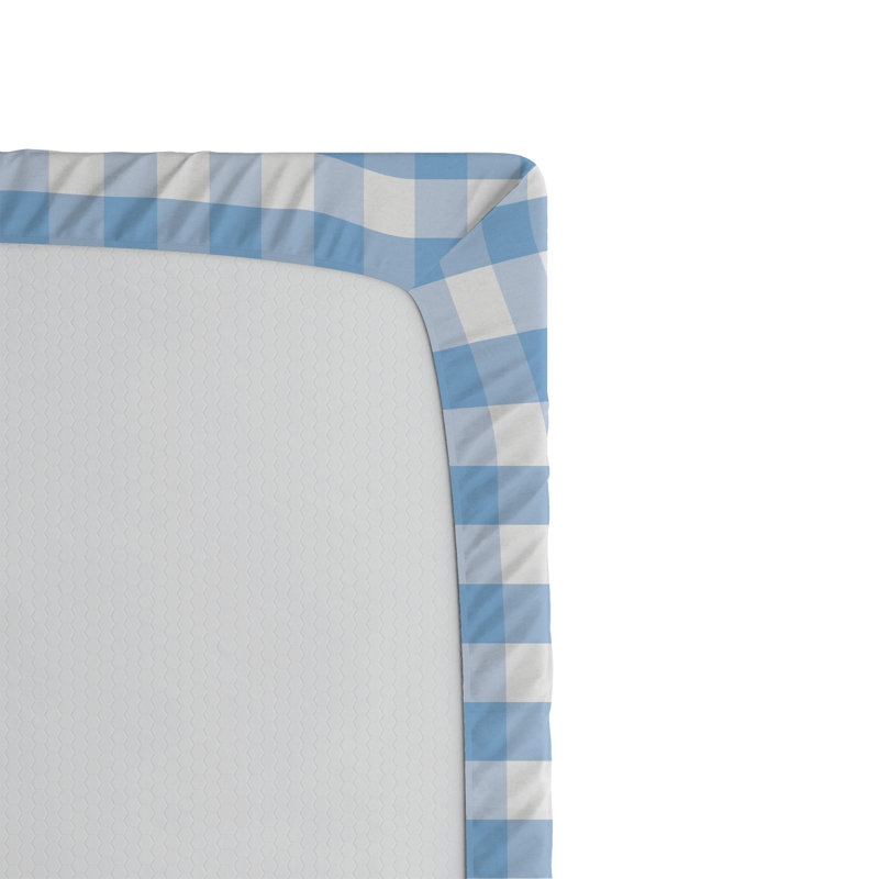 Drap-housse orange Ambesonne, Drap-housse pour lit simple TG, Bleu pâle / blanc à carreaux