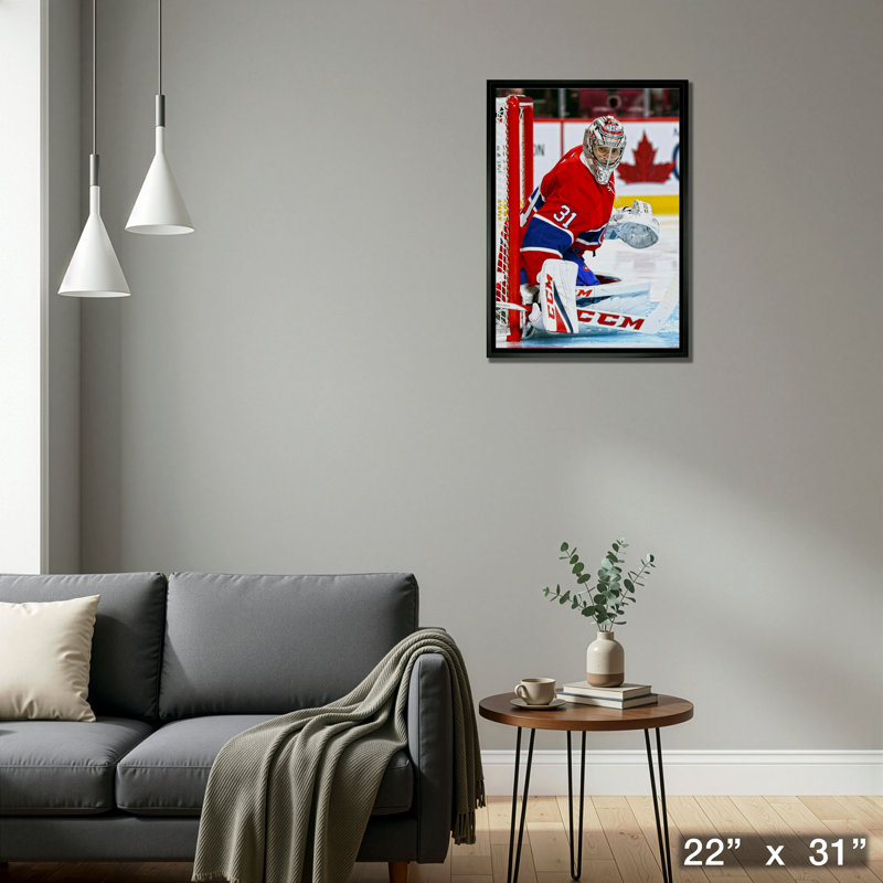 Carey Price Non signée, toile encadrée 20 x 29 "Protéger le filet"