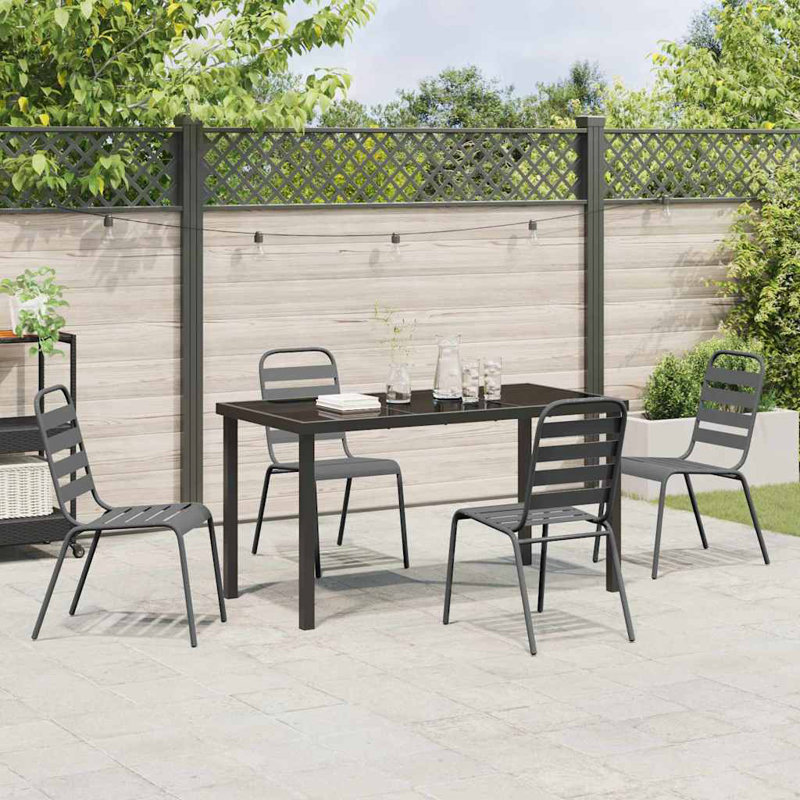  Garden Dining Set Anthracite Powder-Coated Steel Outdoor Furniture