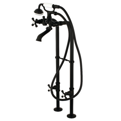 Kingston Brass Kingston Three-Handle 2-Hole Freestanding Tub Faucet with Supply Line and Stop Valve