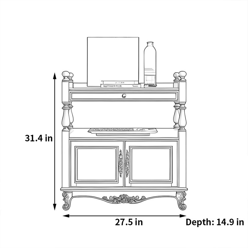 Une belle bibliothèque bien conçue, (2 Shelves) 31.4"H x 27.5"W x 14.9"D, Marron foncé