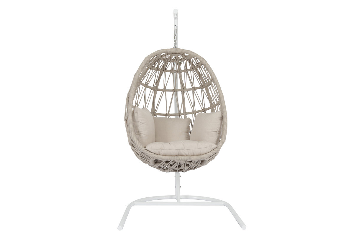 Milano 1 Person Sunbrella® Egg Chair with Stand, Linen Canvas Sunbrella®, White
