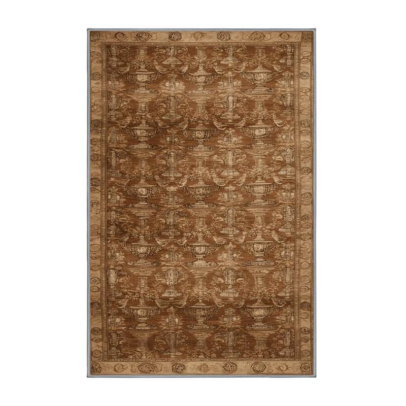 Tapis brun français lavable à la machine, Tapis de couloir 2 pi x 4 pi