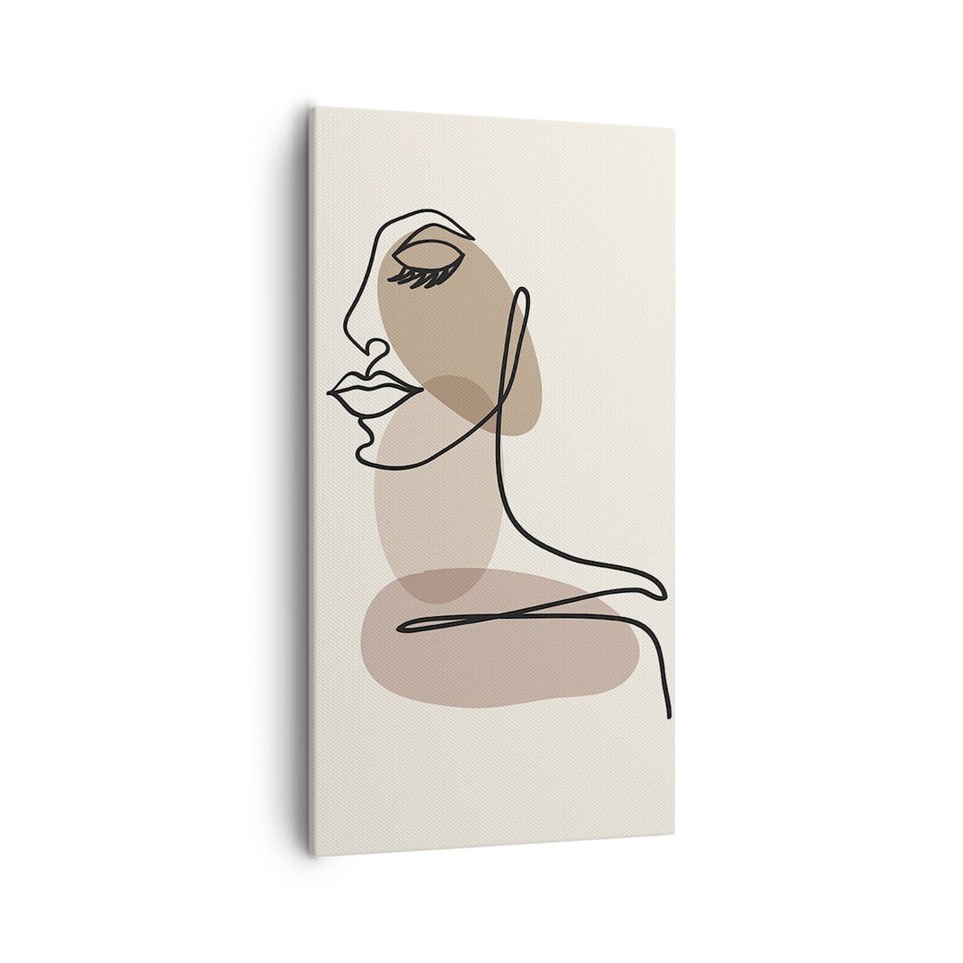 Leinwandbild Drawing Single-Line Woman