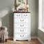 Commode 6 tiroirs Vintage, commode en bois de 46 po de hauteur pour chambre à coucher avec poignée en métal-1723213567