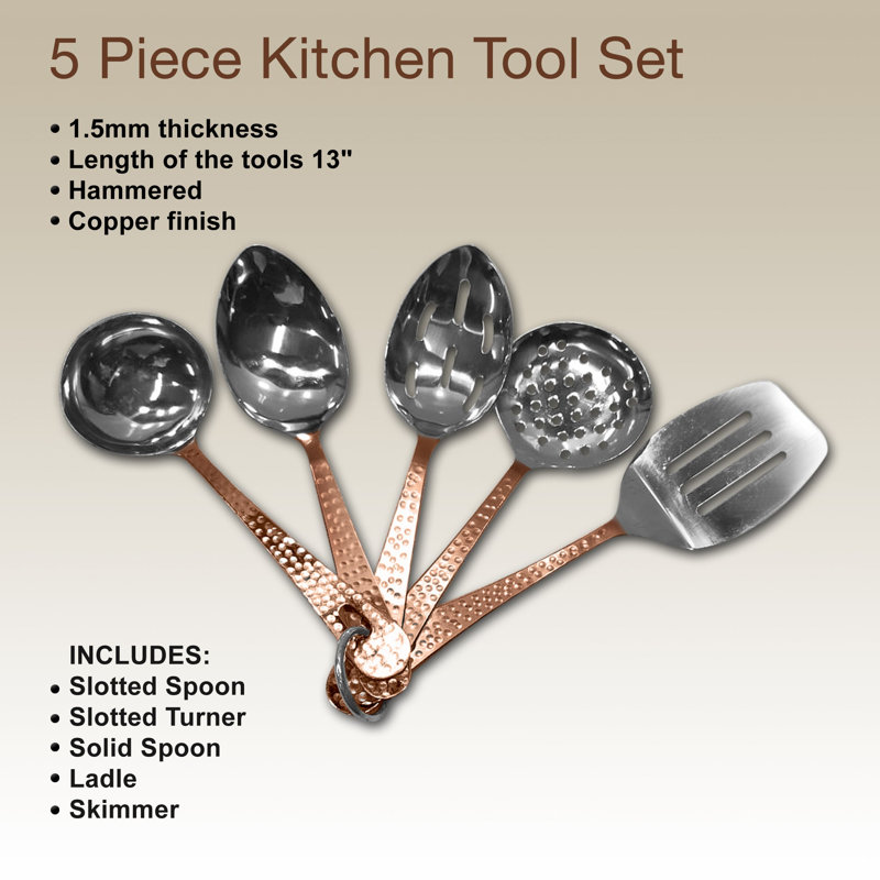 Ensemble d'ustensiles de cuisine 5 pièces en acier inoxydable | Outils de cuisine professionnels et de qualité supérieure