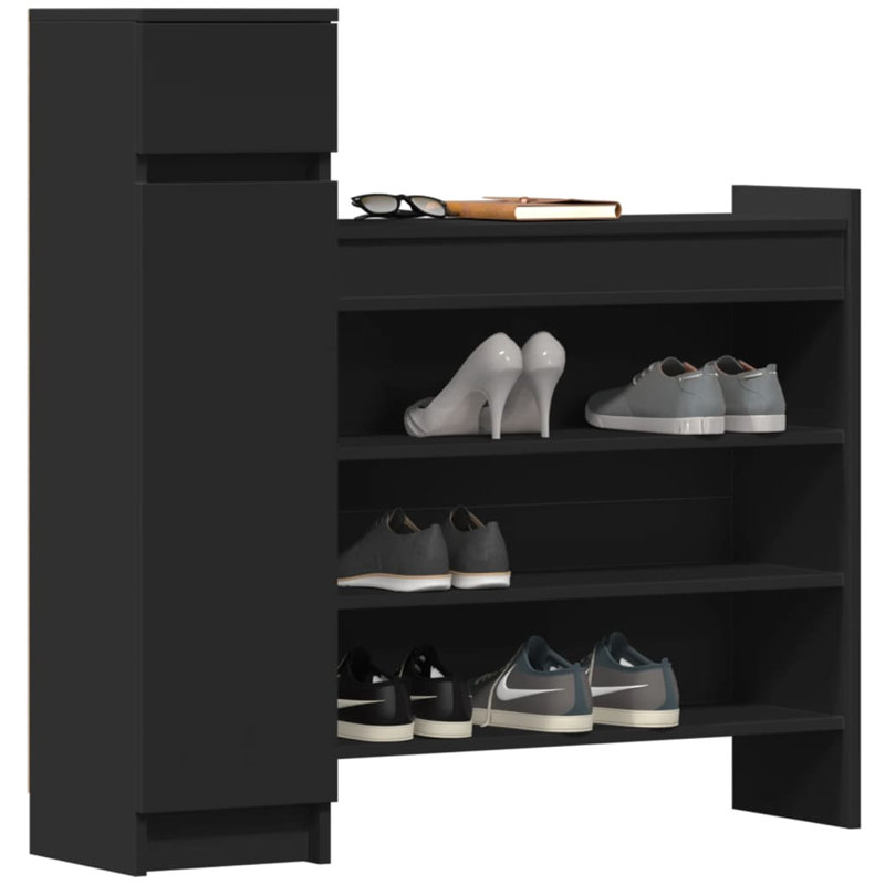12 Pair Shoe Storage Cabinet, Black